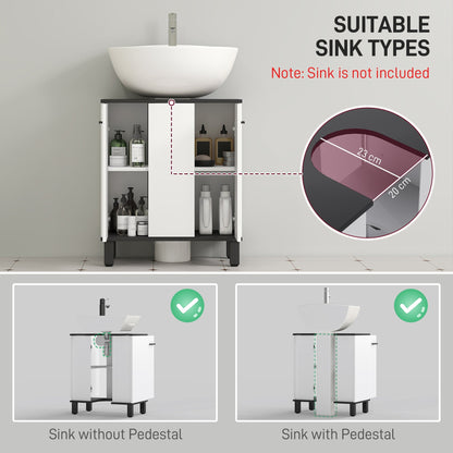 HOMCOM Modern Under-Sink Bathroom Cabinet - High Gloss White