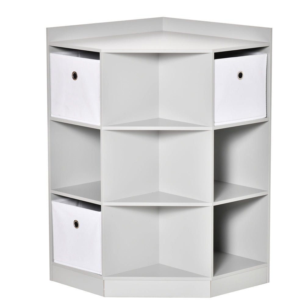 HOMCOM Kids Bookcase, 3 Tier Toy Organiser Storage Unit BookShelf with 3 Non-woven Fabric Drawers, Anti-tip Device, for Bedroom, Children's Room, Playroom, Grey