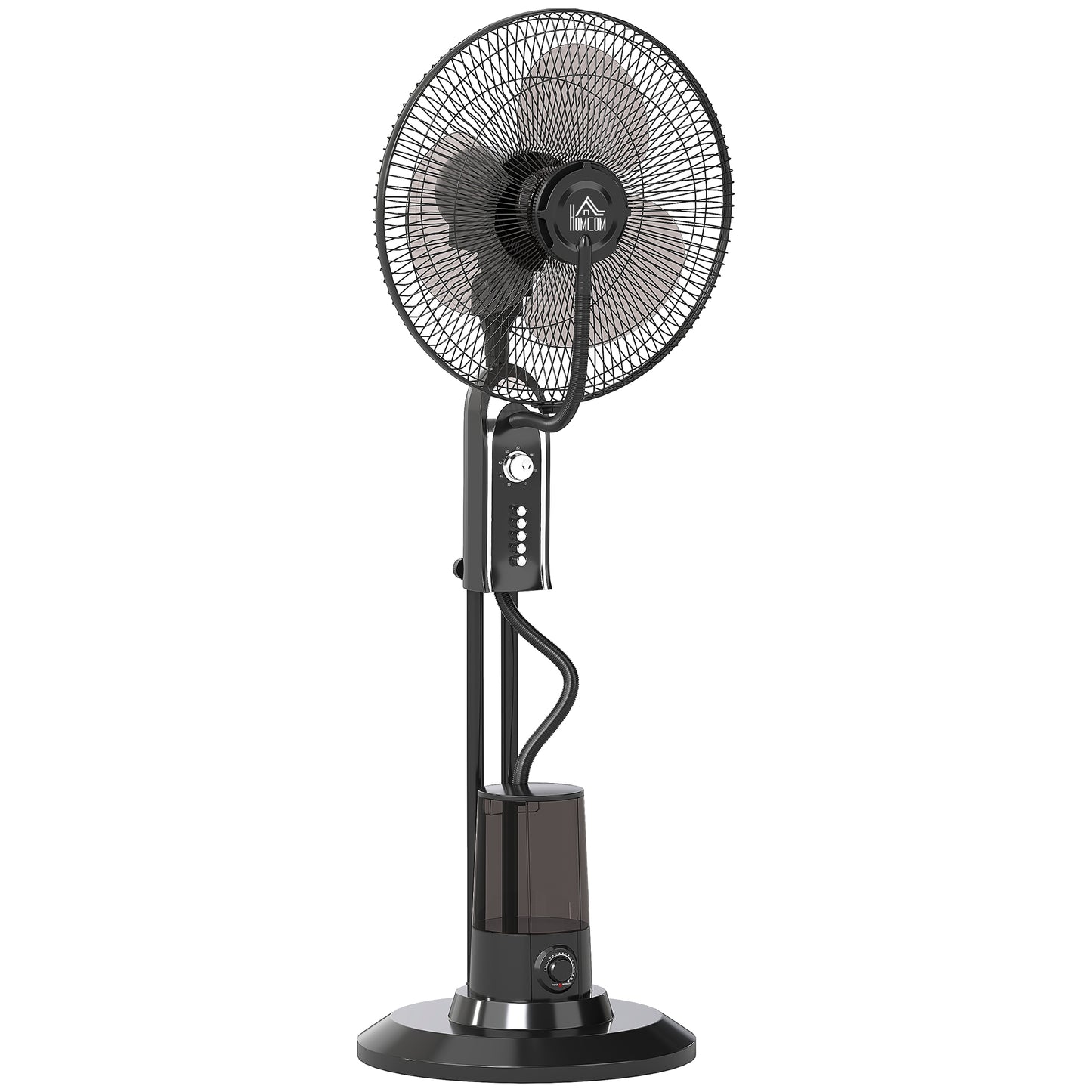 HOMCOM Pedestal Fan with Water Mist Spray, Spray Misting Fan with 70Â° Oscillation, Tilt Head, 3 Speeds, 3 Modes, Adjustable Mist, 3.2L Water Tank, for Home, 120 cm