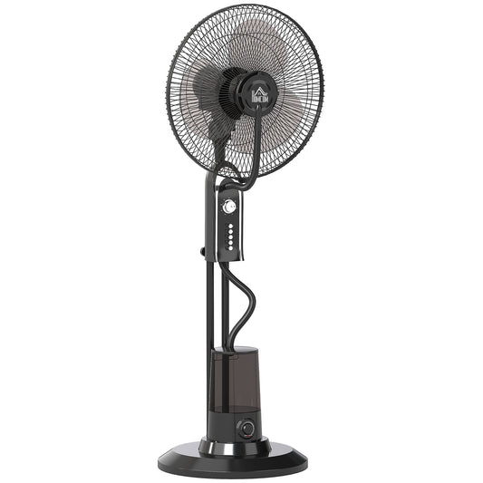 HOMCOM Pedestal Fan with Water Mist Spray, Spray Misting Fan with 70° Oscillation, Tilt Head, 3 Speeds, 3 Modes, Adjustable Mist, 3.2L Water Tank, for Home, 120 cm