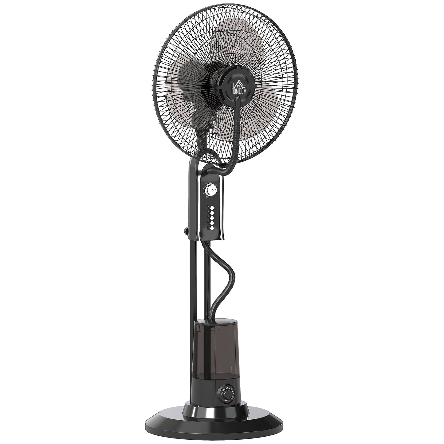 HOMCOM Pedestal Fan with Water Mist Spray, Spray Misting Fan with 70 Oscillation, Tilt Head, 4 Speeds, 3 Modes, Adjustable Mist, 3.2L Water Tank, for Home, 120 cm
