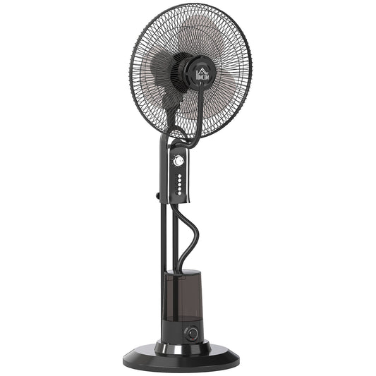 HOMCOM Pedestal Fan with Water Mist Spray, Spray Misting Fan with 70 Oscillation, Tilt Head, 4 Speeds, 3 Modes, Adjustable Mist, 3.2L Water Tank, for Home, 120 cm