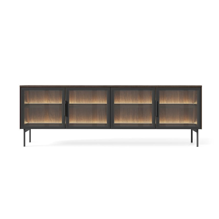 Modern cabinet with glass doors on a white background