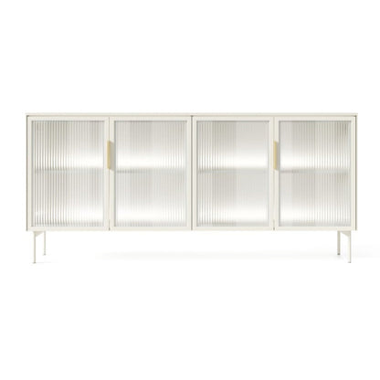 White cabinet with glass doors on a white background