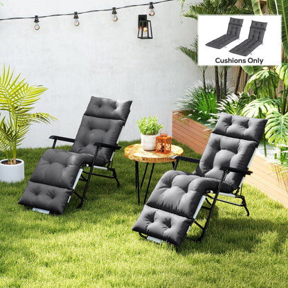 Outsunny Set of Two 190 x 56cm Sun Lounger Cushions - Dark Grey