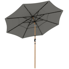 Outsunny Garden Parasol, Parasol Umbrella with 3-tier Roof, Crank Handle, Tilt Function, Polyester Canopy, Grey