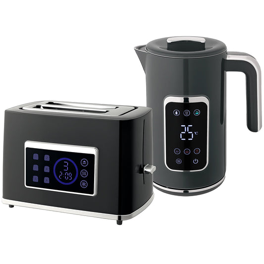 HOMCOM Touch Screen Kettle and Toaster Set - Grey