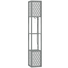 HOMCOM Floor Lamp with Shelves, Dual Light, Modern Tall Standing Lamps, with Pull Chain Switch (Bulb not Included), Light Grey