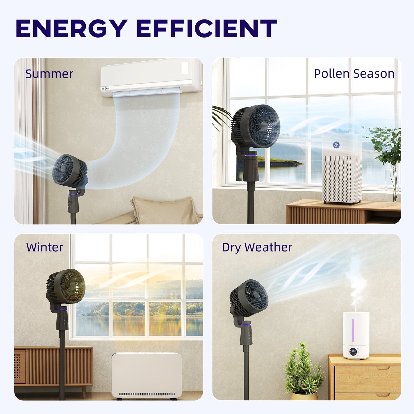 HOMCOM Pedestal Air Circulation Fan with Oscillating, Light Off, Black