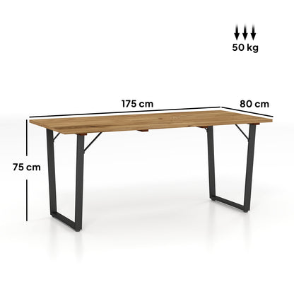 Outsunny 6 Seater Wooden Garden Dining Table, 175 x 80 cm Rectangular Outdoor Dining Table with 5cm Parasol Hole and Slatted Top, Weather Resistant for Patio, Terrace, Brown