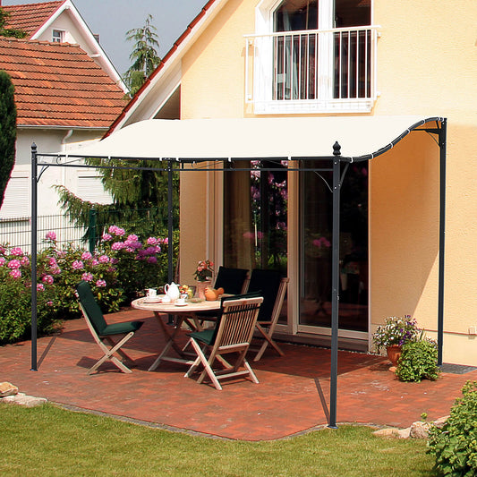Outsunny 3x3 m Wall Mounted Garden Porch with UV Protection, Cream White