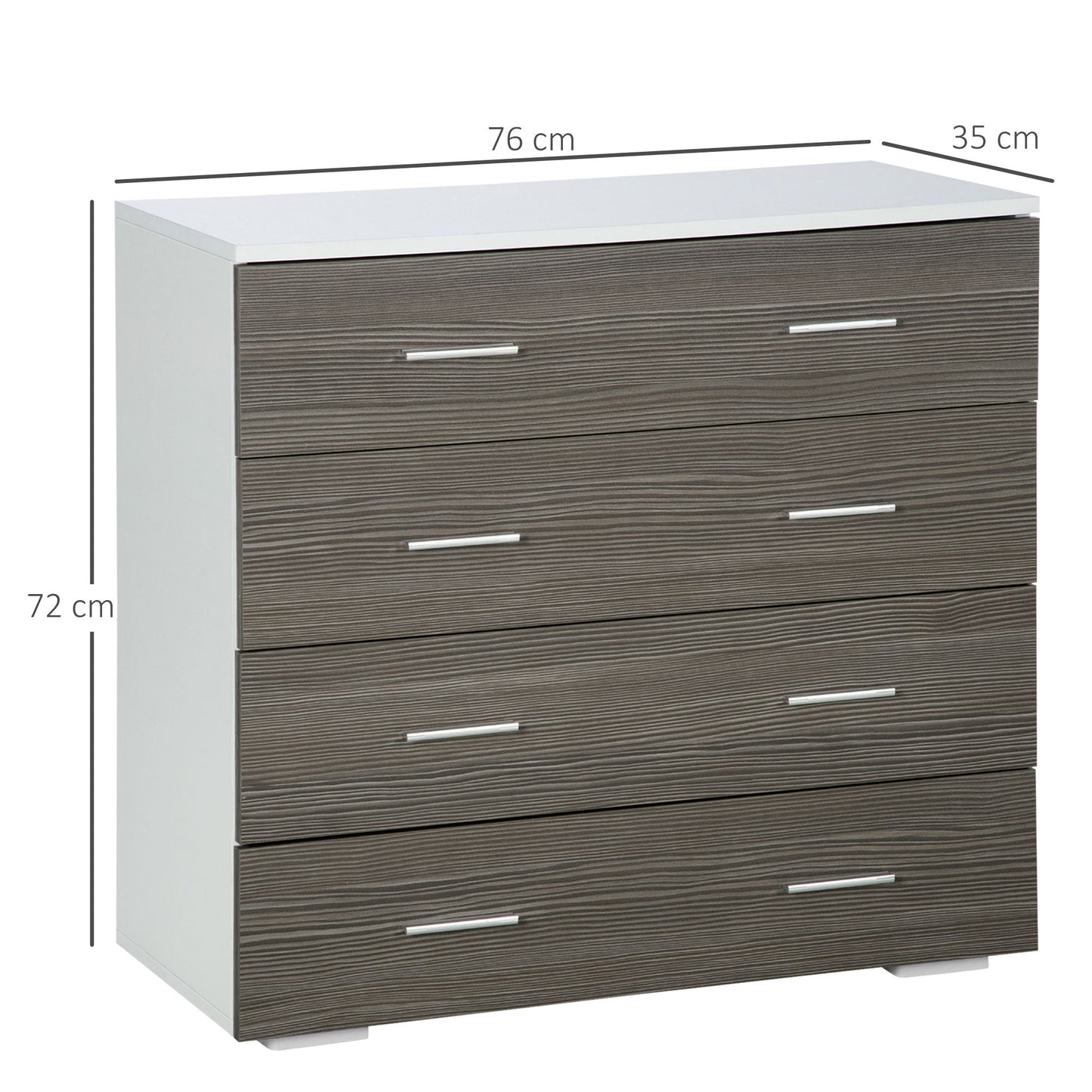 HOMCOM Chest of Drawers, 4 Drawer Dresser, Storage Organizer Unit for Bedroom, Living Room, Grey