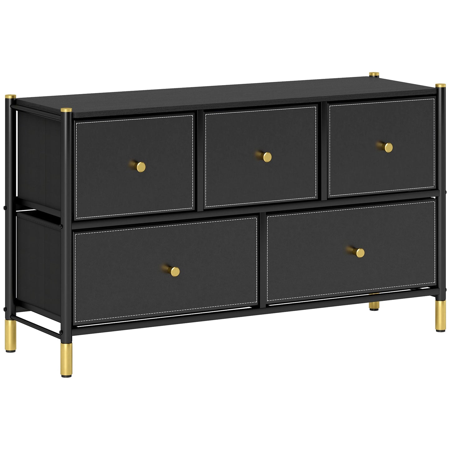 HOMCOM Faux Leather Front Chest of Drawers - Black