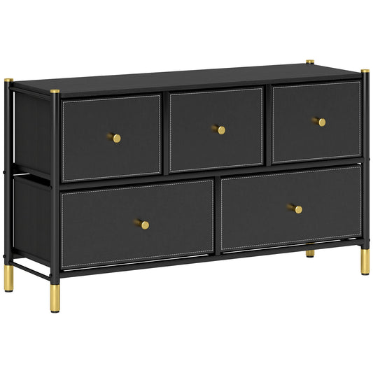 HOMCOM Faux Leather Front Chest of Drawers - Black