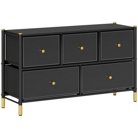 HOMCOM Faux Leather Front Chest of Drawers - Black