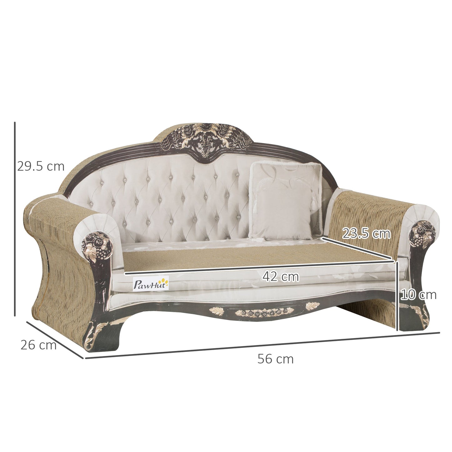 PawHut 2-in-1 Cat Scratcher with Catnip for Indoor Cats, 29.5 x 56 x 26cm, Brown