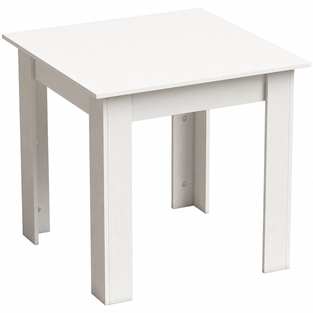 HOMCOM Square Dining Table, Modern Small Dining Table with Wood Effect, Space Saving, Non-slip Foot Pads, White