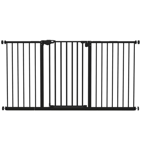 PawHut Adjustable Safety Gate w/ Three Extensions, Four Adjustable Screws, Black