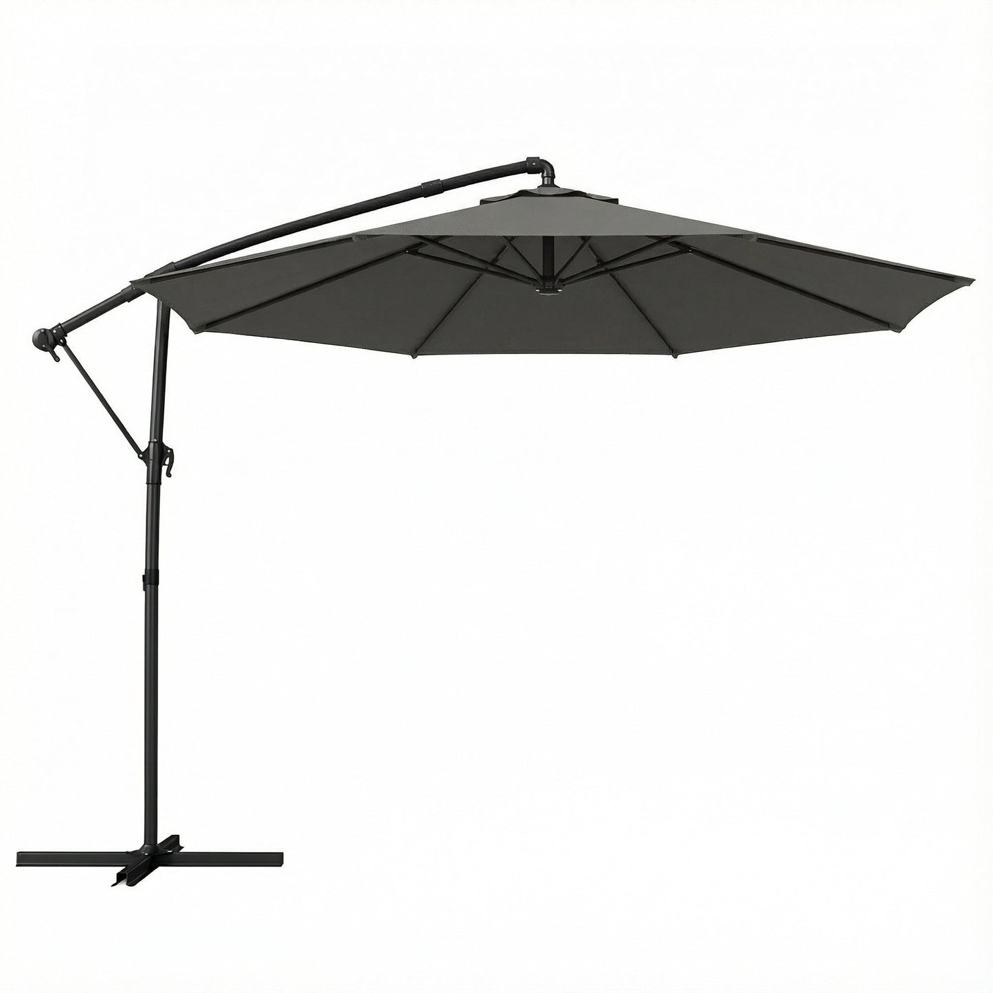 Outsunny 3 m Garden Cantilever Parasol with Cover, Round Overhanging Umbrella with 360 degrees Rotation, Tilt, Grey