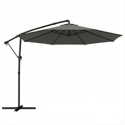 Outsunny 3 m Garden Cantilever Parasol with Cover, Round Overhanging Umbrella with 360 degrees Rotation, Tilt, Grey