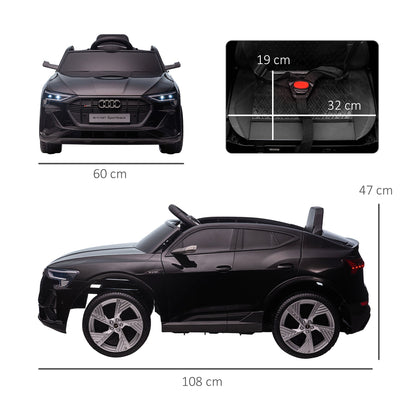 HOMCOM Audi E-tron Licensed 12V Kids Electric Ride on, Electric Car for Kids, with Parental Remote, Music Lights MP3, Suspension Wheels, for 3-5 Years, Black