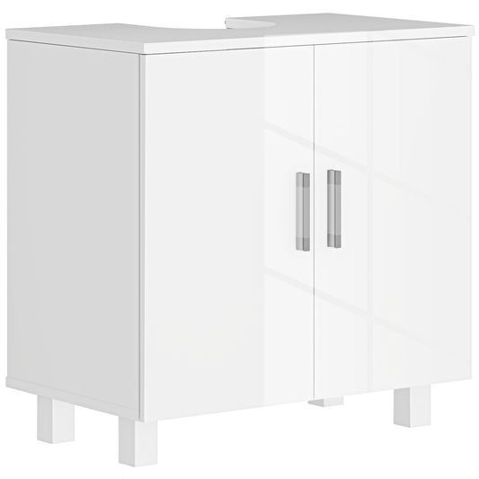 HOMCOM Bathroom Under Sink Cabinet for Basin without or with Pedestal - High Gloss White