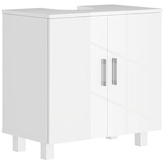 HOMCOM Bathroom Under Sink Cabinet for Basin without or with Pedestal - High Gloss White