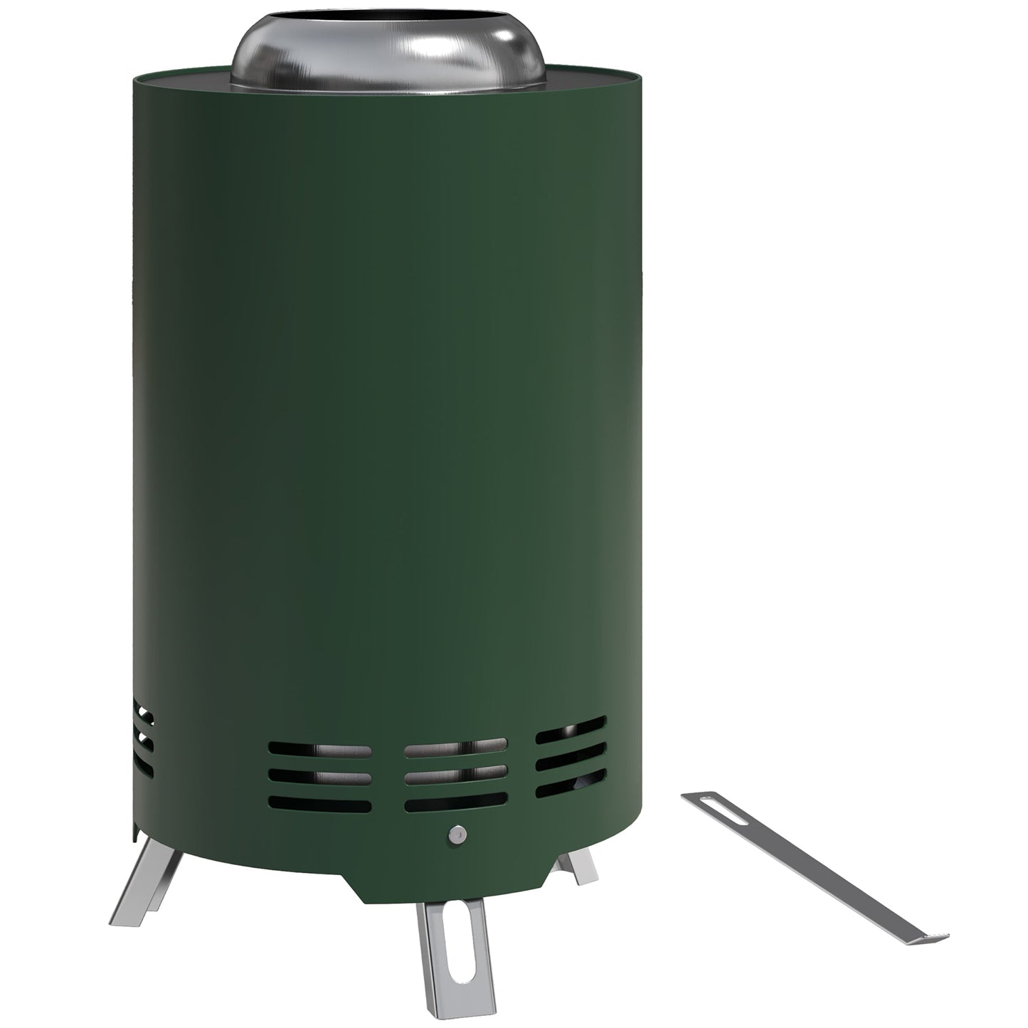 Outsunny Smokeless Fire Pit, 16 x 16 cm Stainless Steel Portable Wood Burning Firepit with Poker, Wood or Pellet Fuelled Tabletop Fire Pit for Garden Camping Bonfire Party, Green