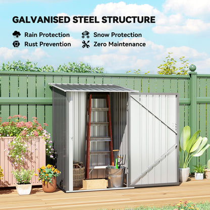 Outsunny 3.3 x 3.4ft Lean To Steel Garden Shed, with Locking Door - Grey