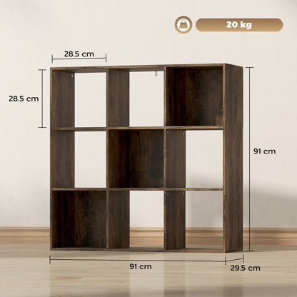 HOMCOM Nine-Cube Storage Shelf - Rustic Brown