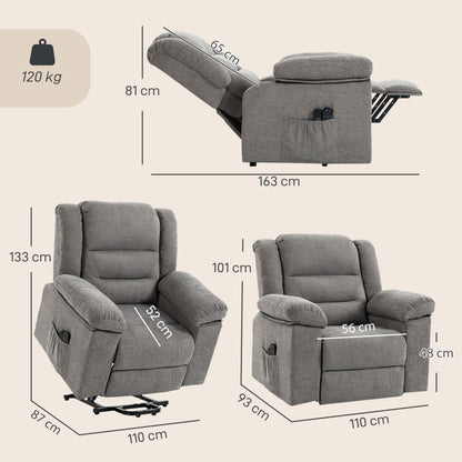 HOMCOM Oversized Riser Recliner Chair with Massage and Heat, Power Lift Recliner for Elderly with Wide Seat and Back, Grey