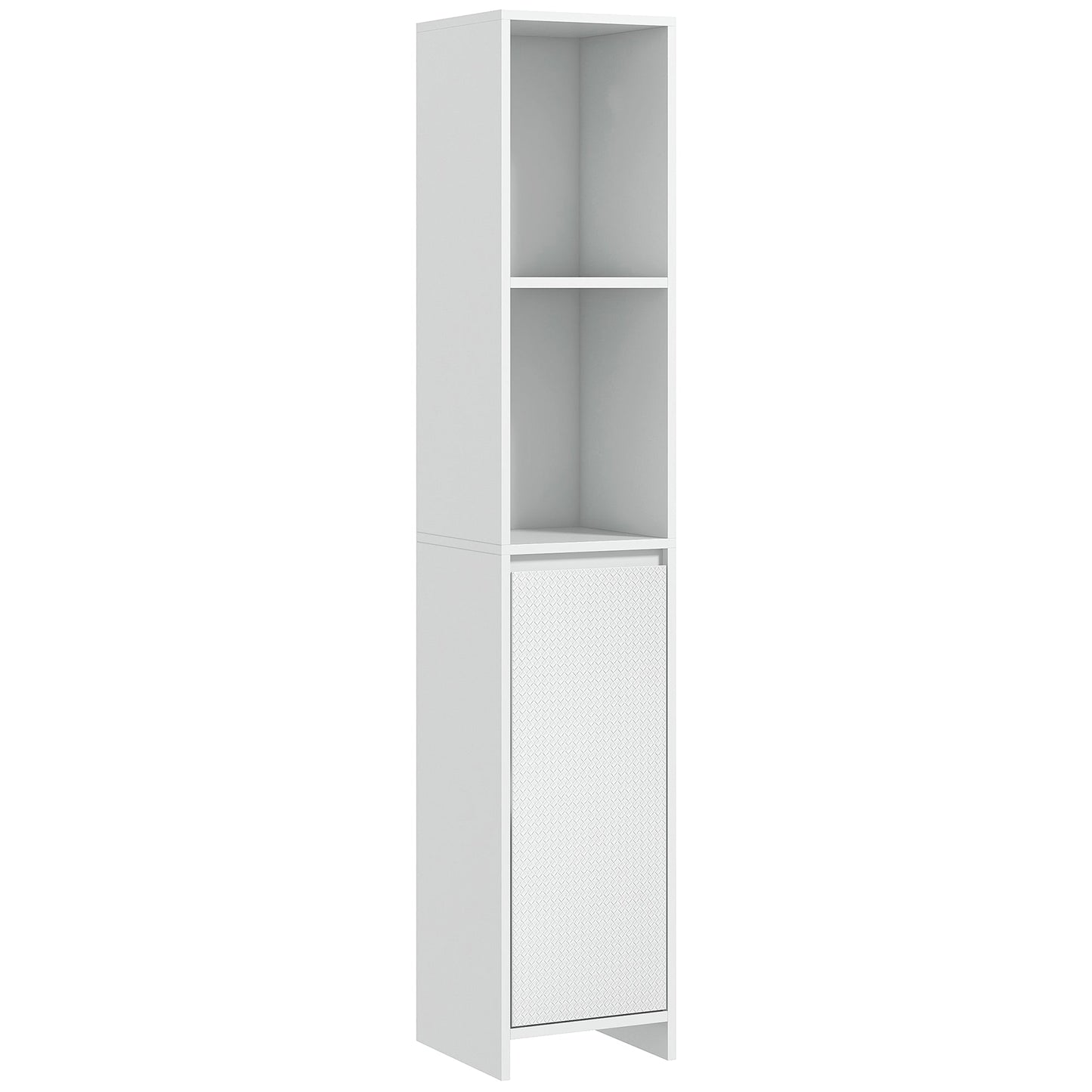 HOMCOM Narrow Bathroom Cabinet, Slim Bathroom Storage Unit with Open Compartment, Freestanding Storage Cupboard for Small Spaces, 30 x 30 x 160 cm, White