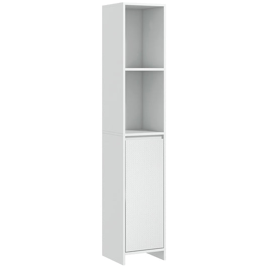 HOMCOM Narrow Bathroom Cabinet, Slim Bathroom Storage Unit with Open Compartment, Freestanding Storage Cupboard for Small Spaces, 30 x 30 x 160 cm, White