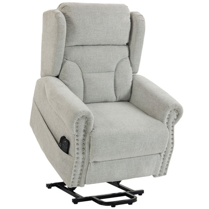 HOMCOM Riser Recliner Chair with Massage and Heat, Chenille Electric Power Lift Recliner Chair, Light Grey
