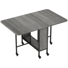 HOMCOM Six-Person Drop Leaf Dining Table - Grey/Black