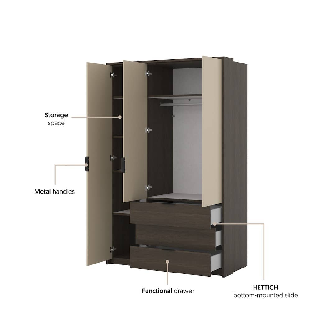 Mola Hinged Door Wardrobe 139cm