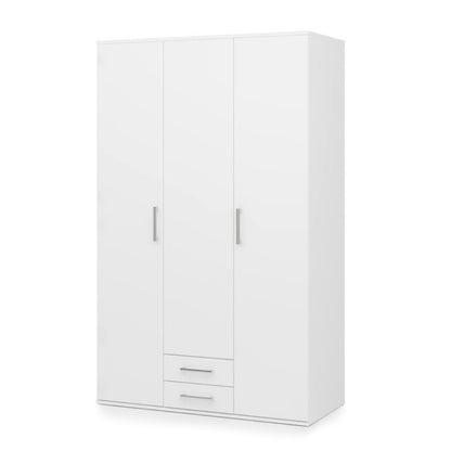 White wardrobe with two doors and two drawers on a white background