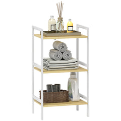 HOMCOM Three-Tier Bamboo Adjustable Shelf Storage Unit