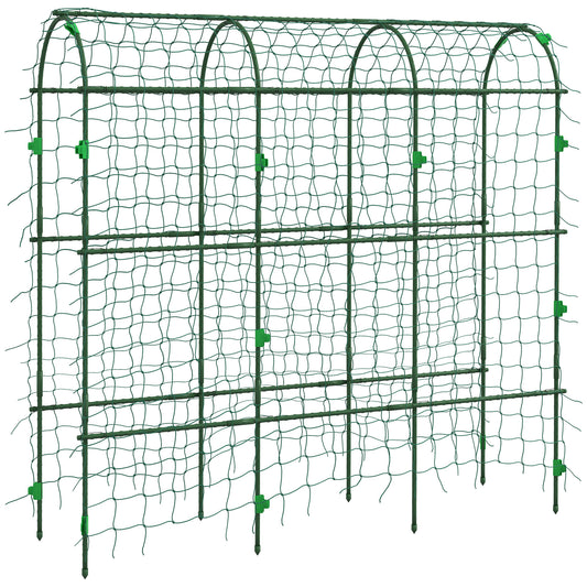 Outsunny 183 cm Tall Metal Garden Trellis, Arch Trellis for Climbing Plants Outdoor with Climbing Net