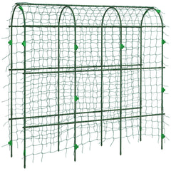 Outsunny 183 cm Tall Metal Garden Trellis, Arch Trellis for Climbing Plants Outdoor with Climbing Net