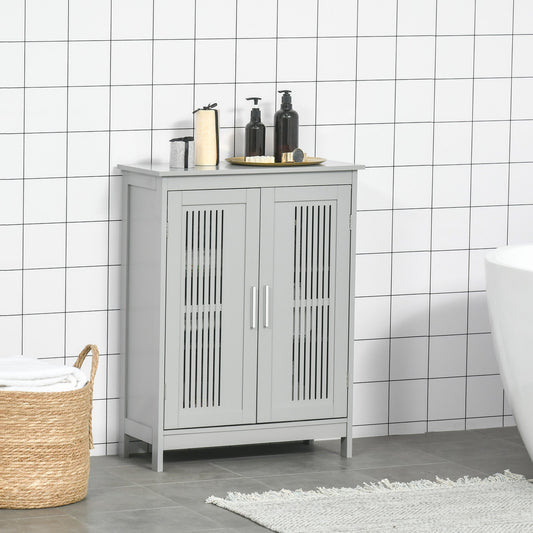 kleankin Modern Bathroom Floor Cabinet - Grey