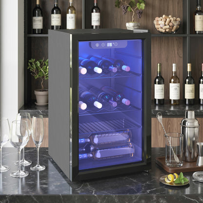 HOMCOM 24 Bottle Wine Cooler, 68 Litre Capacity, 4-16Â°C Freestanding Drinks Beer Wine Fridge with Glass Door, Black