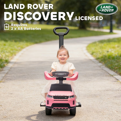AIYAPLAY Land Rover Discovery Licensed Baby Push Car, 2-in-1 Ride on Car with Push Handle and Safety Guardrail, Pink