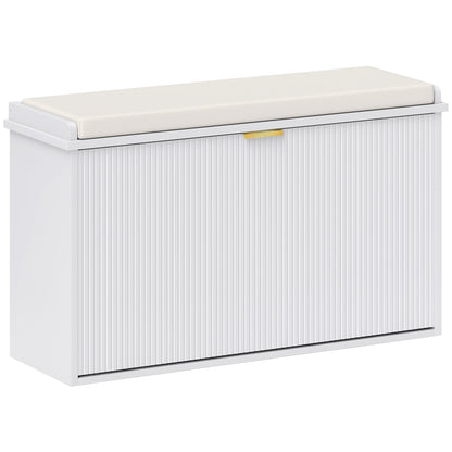 HOMCOM Elegant Eight Shoe Bench, with Top Seat - White