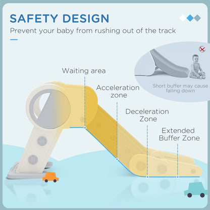 AIYAPLAY Foldable Kids Slide, Freestanding Baby Slide, for Ages 1.5-3 Years, Grey & Beige