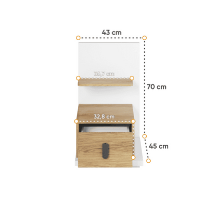 Massi MS-08 Bedside Table 43cm
