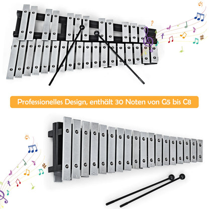 30 Note Foldable Vibraphone with Wooden Frame and Aluminum Keys