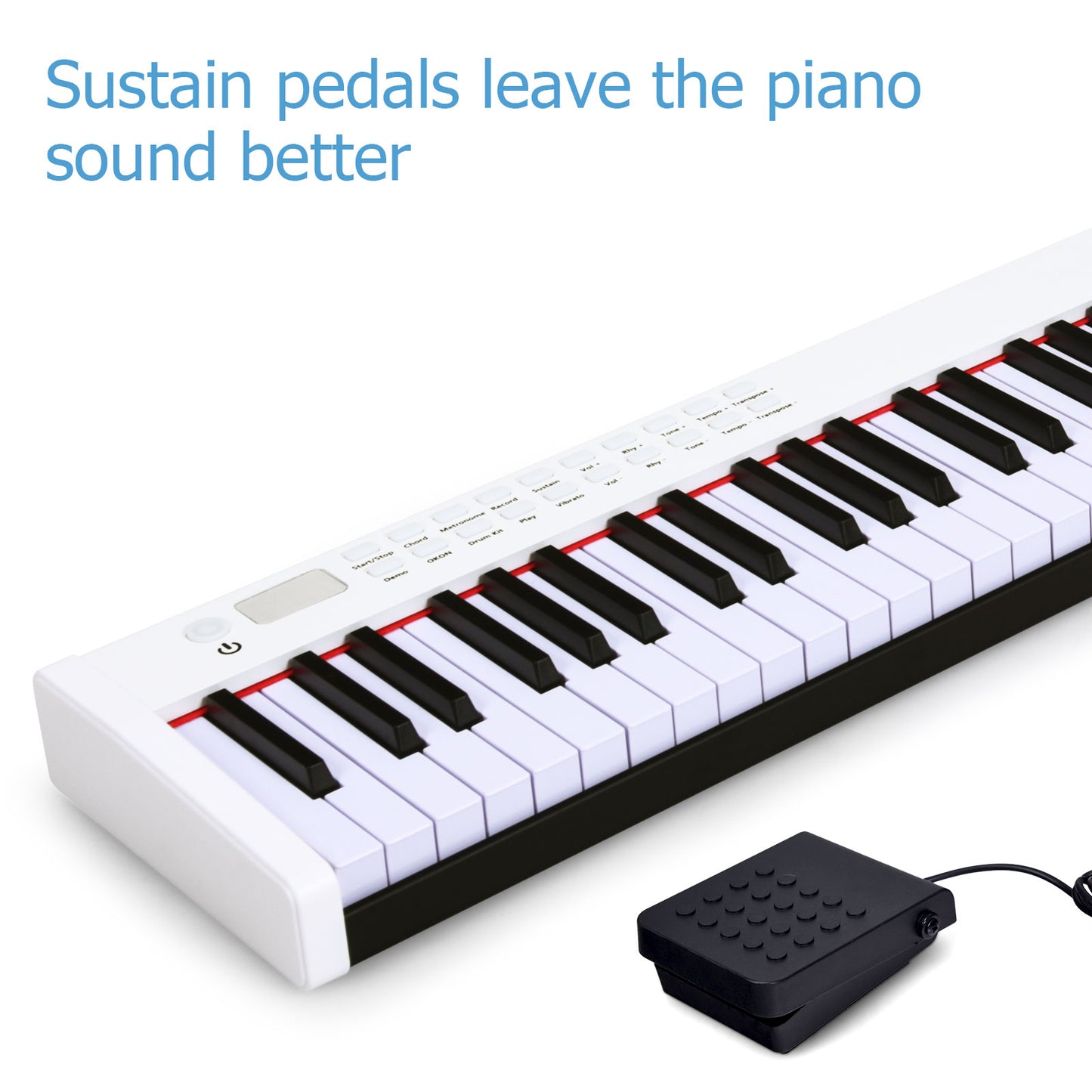 Portable Electronic Keyboard with Full-Size Weighted Keys-White