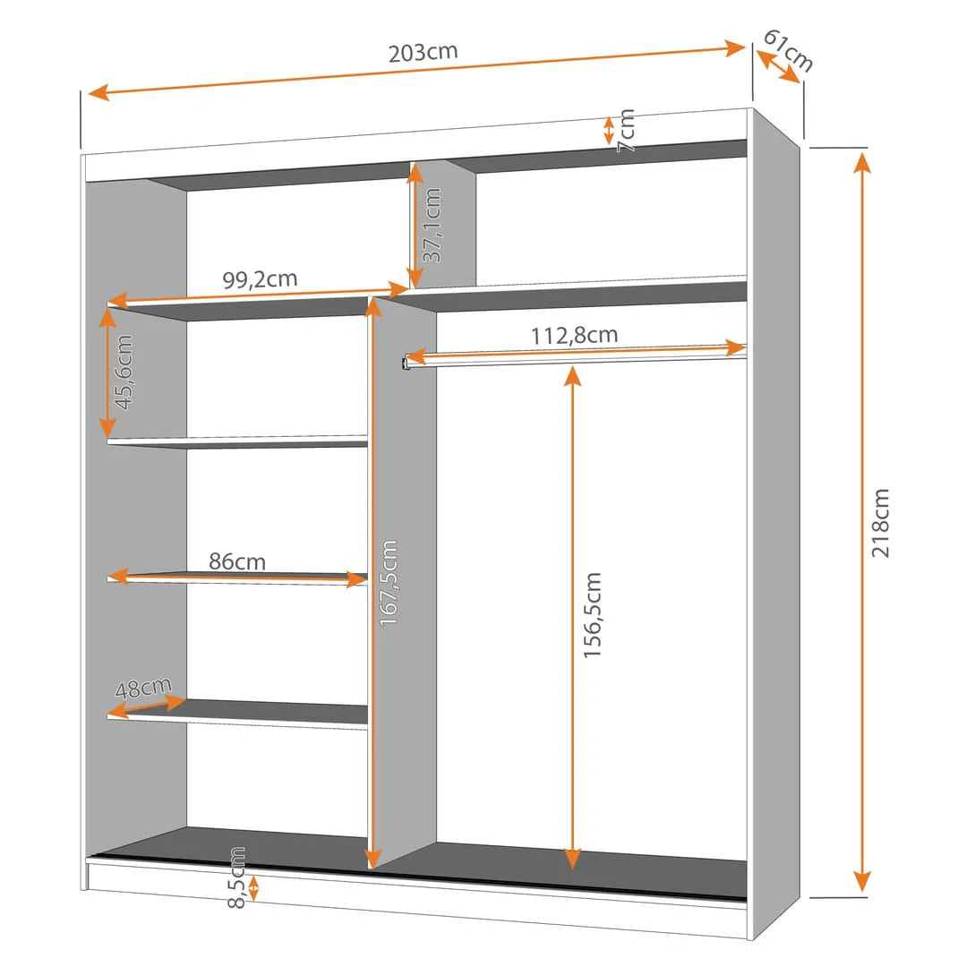 Multi 31 Sliding Door Wardrobe 203cm