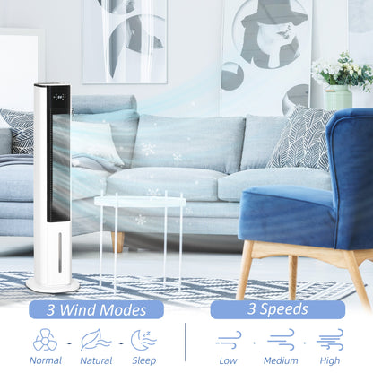 HOMCOM Portable Air Cooler, 6L Tank Humidifier Evaporative Ice Cooling Fan Water Conditioner Unit with 3 Modes, 3 Speed, Remote, Timer, Oscillating for Home Bedroom, White